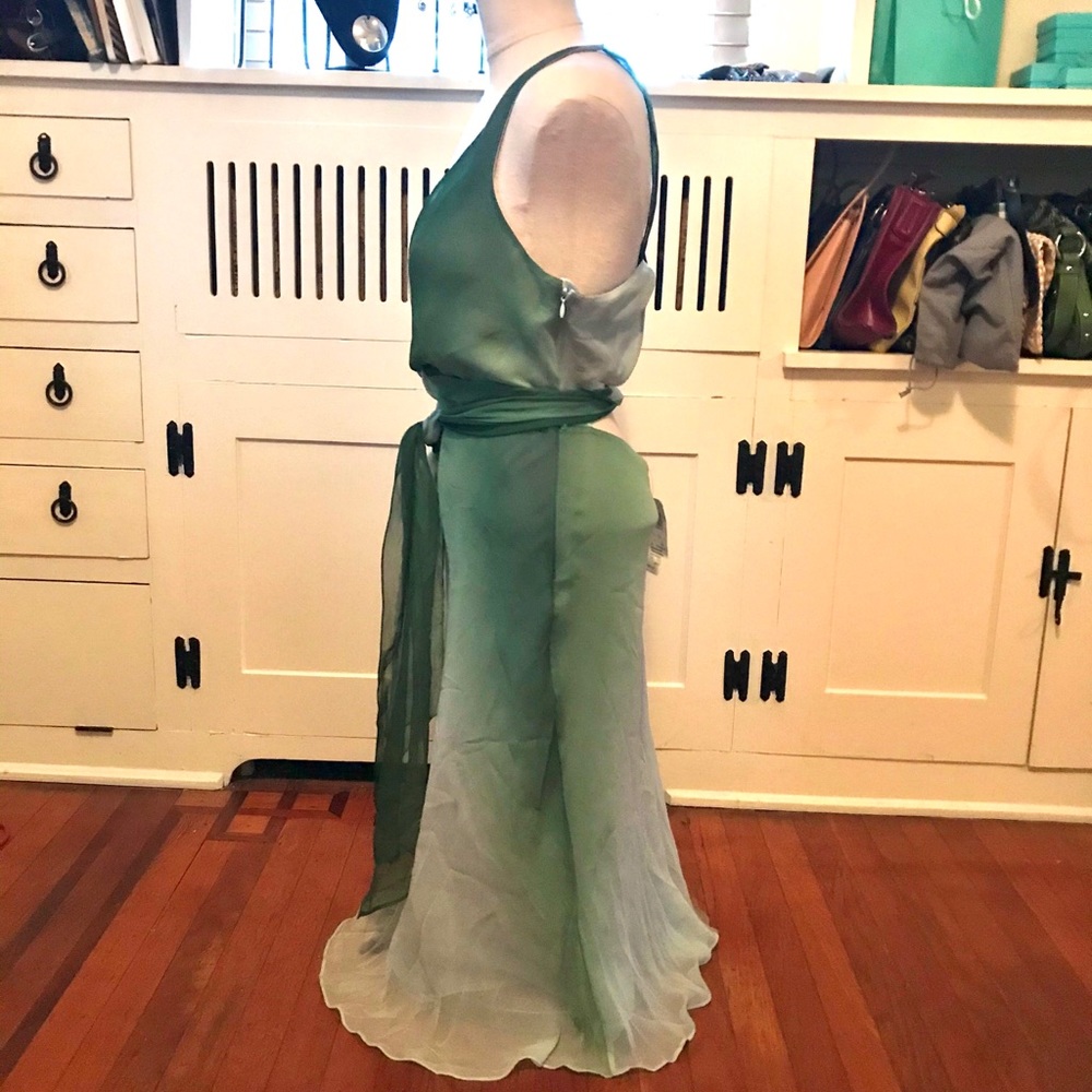 NWT BCBG MAXAZRIA Green & Brown Ombre Silk Dress - Picture 3 of 8